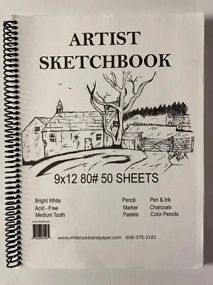 Almohadilla de dibujo artista 9 X 12 pulgadas 50 hojas 80 libras lápiz de dientes mediano tinta pastel Foto 1 de 3