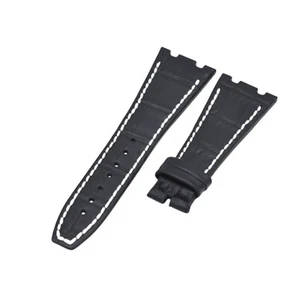 Correa de reloj de cuero negro de 27 mm para Audemars Piguet Royal Oak caja de 39 y 41 mm - Imagen 1 de 6