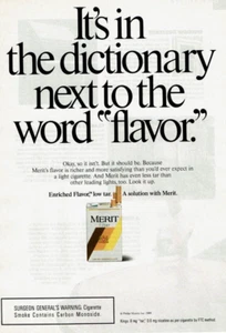 1989 Vintage Print Ad It's in the dictionary next to the word flavor Merit Filte - Picture 1 of 2