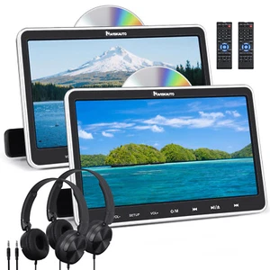 2x10.1" Auto TV Monitor KFZ Kopfstütze DVD Player HDMI USB Region Free+Kopfhörer - Bild 1 von 16