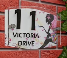 Premium Home Plaques Butterflies Classic Style Custom House Number Sign  - Clear