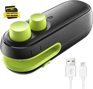 Bag Sealer Mini, Rechargeable 2 in 1 Heat Sealer with Cutter for Chip Bags, Plas - Picture 1 of 7