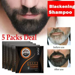 Men Black Beard Simple Hair Dye Color Shampoo Permanent Darkening Hair Coloring - Picture 1 of 12