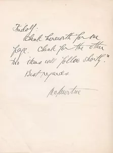 Autograph note SIGNED by American typeface designer DOUGLAS CRAWFORD MCMURTRIE. - Foto 1 di 1