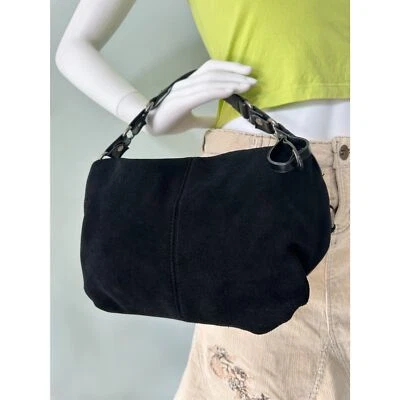 Isaac Mizrahi Vintage Y2k Black Suede Shoulder Bag with Chain Strap Purse - Image 1 of 4