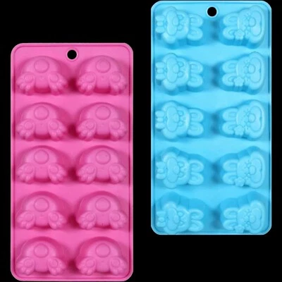 2pcs-Novelty Easter BUNNY HEAD & TAIL ICE TRAYS MOLDS Candy Birthday Party Craft - Image 1 of 4