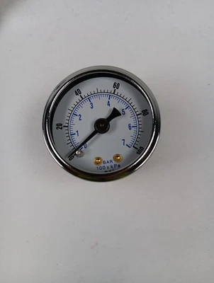 GAUGE 102D-158E 1-1/2" DRY 1/8" NPT BRASS BACK 0-100 PSI/kPa/Bar - Image 1 of 4