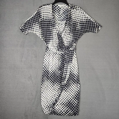 Vestido midi elástico envolvente sintético geométrico negro blanco MaxMara para mujer 38 *LEER Foto 1 de 4