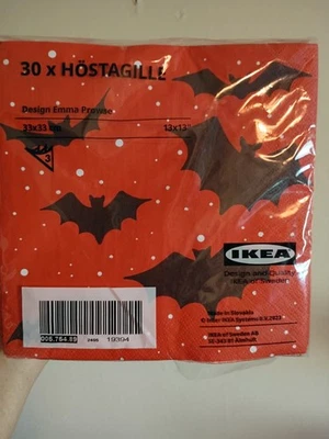 IKEA Halloween Paper Napkins Pack of 30 Orange w bats 13x13 - Image 1 of 2