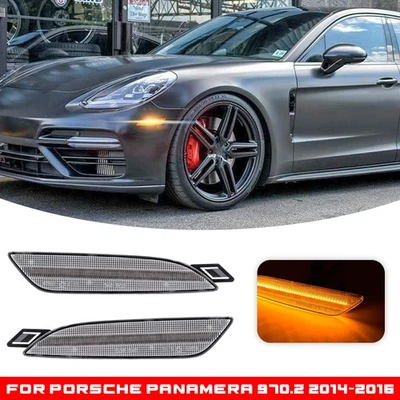 Lente transparente LED ámbar para parachoques delantero luz marcadora lateral para Porsche Panamera 2014-16 Foto 1 de 4