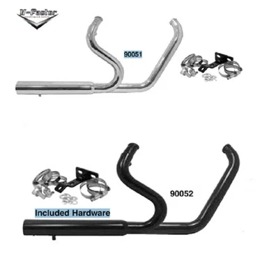 Nuevos tubos de escape negros lado a lado para Harley Davidson Softail 1984-2017 Foto 1 de 3