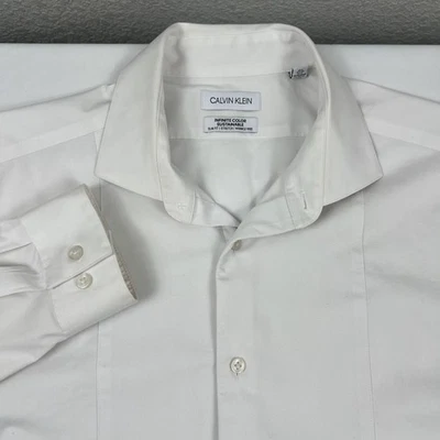 Calvin Klein Mens Tuxedo Dress Shirt L 16-16.5 32/33 White Slim Fit Stretch - Image 1 of 4