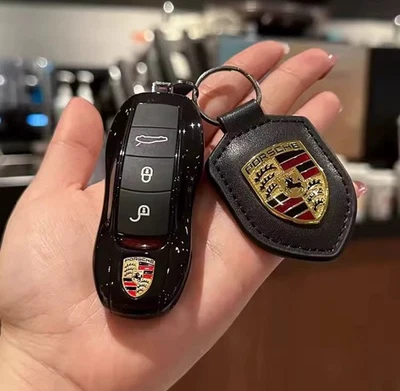 Portachiavi Porsche A Scudo In Pelle - Immagine 1 di 4