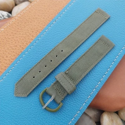 Correa de reloj vintage de 5/8" OD de lona de popelina verde tipo militar nos sin usar años 40 Foto 1 de 4