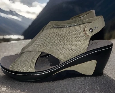 JBU by Jambu Women's Alyssa Shimmer Knit Wedge Heel Sandal Sage SIZE 9W- New - Image 1 of 4