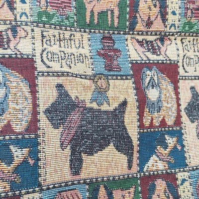Vintage Dog Puppy Scotty Tapestry Fabric Faithful Companion 3 YD 60" wide - Image 1 of 4