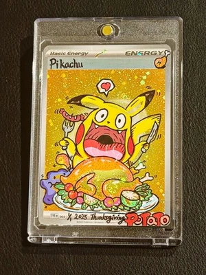 Pikachu with Grey Felt Hat 085 Sv: Scarlet Violet Promo Cards Hand draw Pika DIY - Image 1 of 2