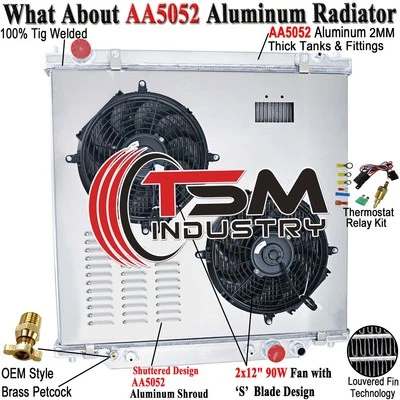 2 Row Radiator Shroud Fan For 1999-2005 Ford F250 F350 F450 6.8L 7.3L Super Duty Foto 1 de 4