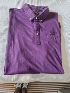 smart casual  Pierre Cardin  Long Sleeve  Purple Mens Top, Contrast Collar XL - Picture 1 of 9