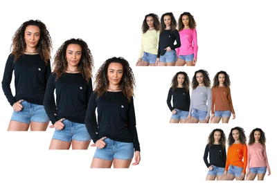 3PK Womens Long Sleeve Crew Neck Plain Basic Ladies Stretch T-Shirt For Lady Top - Изображение 1 из 2