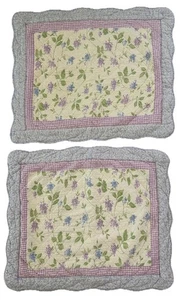 2 Martha Stewart quilted shams Floral Yellow Lavender  Cottage Shabby Chic - Picture 1 of 9