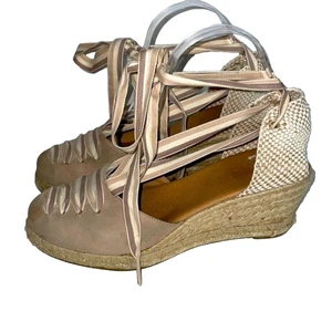 Paseart made in Spain Women’s Espadrilles Ankle Tie Genuine Suede Size 39/US 8 - Picture 1 of 12