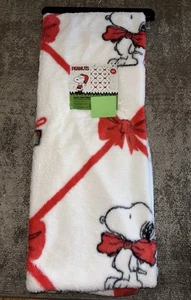"Manta de piel sintética Peanuts Snoopy arco Woodstock Navidad rojo blanco 50x70""" - Imagen 1 de 2