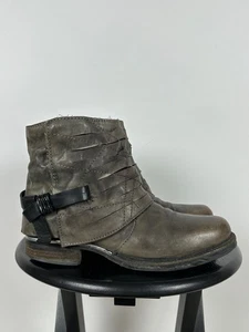 Women's A.S.98. Airstep Gray Leather Biker Ankle Buckle Strap Boots Size 41 EUR - Picture 1 of 24