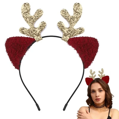 Linda diadema de astas de reno Sightor, diadema de astas de alce brillantes de Navidad G Foto 1 de 4