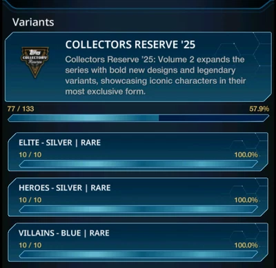 COLLECTORS RESERVE 25 VOLUME 2 RARE SETS - TOPPS MARVEL COLLECT - Image 1 of 4