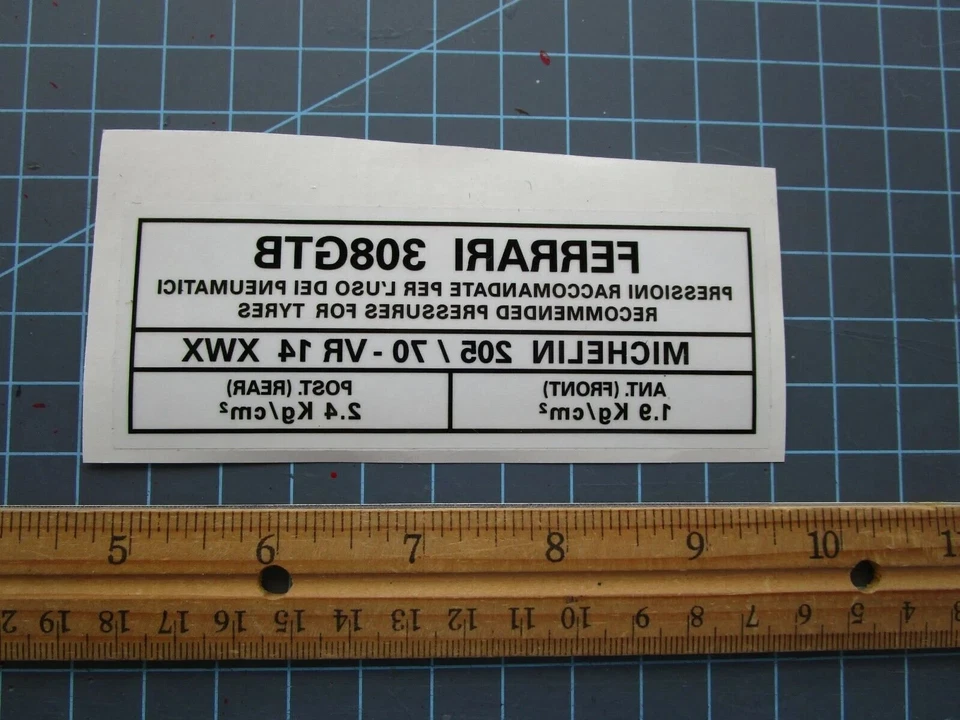 Calcomanía transparente para parabrisas a presión de neumáticos para ventana Ferrari 308 GTB Michelin OEM Foto 1 de 1