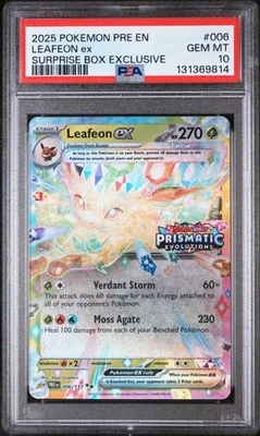 2025 POKEMON EN-PRISMATIC EVOLUTIONS #006 LEAFEON ex SURPRISE BOX PSA 10 - Image 1 of 2