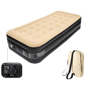 Single High Raised Inflatable Air Bed Mattress Airbed With Builtin Electric Pump - Picture 1 of 7