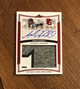 Ashe Russell 2014 Leaf Perfect Game Red Game Patch Auto JA-AR1 Royals /10
