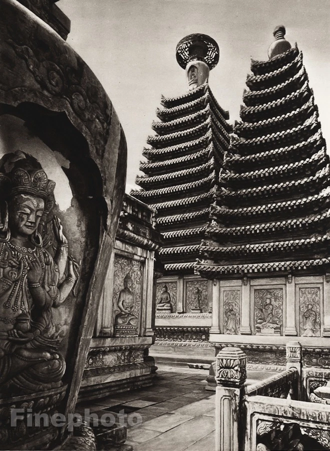 1906/23 Vintage CHINA Peking Marble Pagoda Architecture Photo Art BOERSCHMAN - Image 1 of 1