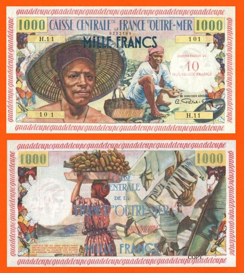 Guadeloupe 10  Nouveaux FRANCS 1960 - Copy  - Image 1 of 1