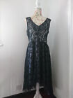 TOPSHOP BLACK LACE LINED FIT AND FLARE GOTH WITCHY BOHO PAGAN MIDAXI DRESS  16