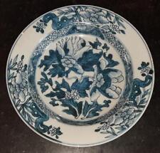 Fine Chinese 18th C Porcelain Soup Bowl with Flowering Peonies, Bamboo & Rock