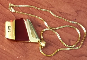 Vintage 1960's PIERRE CARDIN Mid-Century Modern Gold Tone & Enamel Necklace - Picture 1 of 13