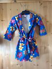 Vintage 2000 Mattel Barbie Avenue Blue Pink Retro Floral Robe housecoat 6-6X