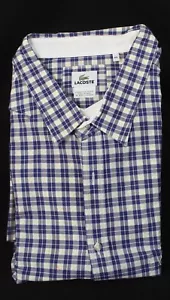 Popeline Hemd | Lacoste | Herren | Blau & Gelb Kariert | Kurzarm | 4XL - Bild 1 von 3