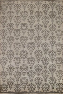 Ivory/ Gray Modern Gabbeh Oriental 8'x10' Area Rug Hand-knotted Wool Carpet - Picture 1 of 12