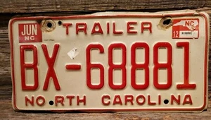 Two 2 North Carolina - Trailer License Plates - BE-87518 & BX68881 - Picture 1 of 2