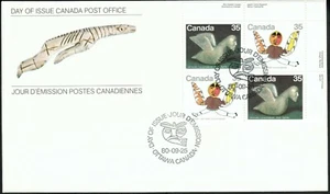 Canada sc#869a Inuit : Spirit - Shaman & Bird Spirit, UR Imprint Block, FDC - Picture 1 of 2