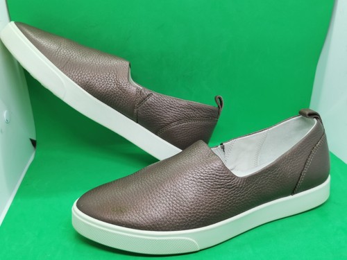 ECCO SCARPE DONNA MOCASSINI SLIP ON BRONZO METALLIZZATO PELLE CIOTTOLATA TAGLIA 40 9