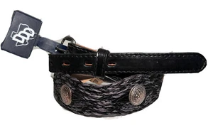 3D Belt Company Choncho geflochten schwarz Leder Unisex Gr. 28 Gürtel neu mit Etikett - Bild 1 von 5