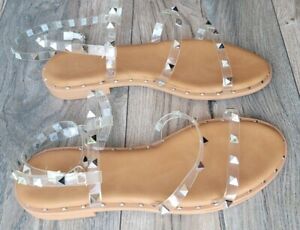 Nicole Miller Coralinne Clear Strappy Studded Sandal Size 8.5 EUC