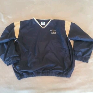 St Pius X Lacrosse Mens Large Navy Blue V-Neck Pullover Windbreaker - Picture 1 of 8