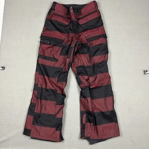 Burton Ronin Pants Mens Small Red Black Cargo Snowboarding Dryride Flocked Up - Picture 1 of 22