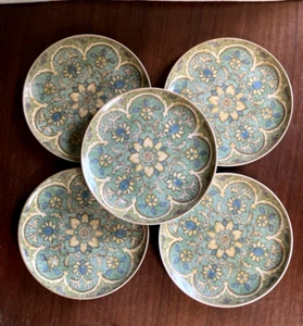 POTTERY BARN Salad Plate Dessert Appetizer Set 5 Moroccan Print Boho Ceramic - Picture 1 of 8